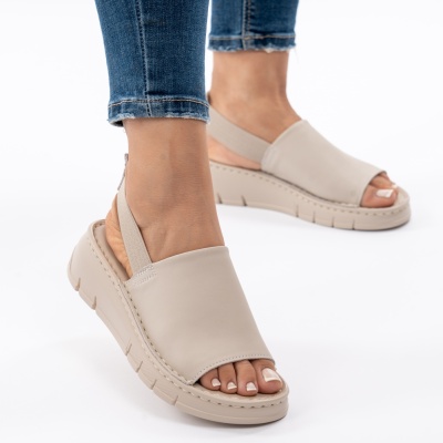 Pantofi Tip Sandale Piele Naturala Talpa Comoda F001-967 Bej