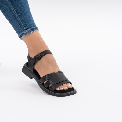 Pantofi Tip Sandale Piele Naturala Talpa Comoda F002-544 Negru