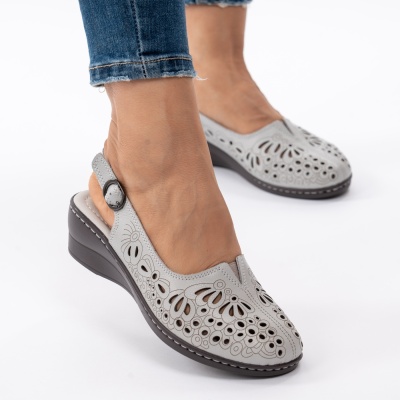 Pantofi Tip Sandale Piele Naturala Talpa Comoda F002-649 Gri