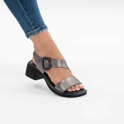 Pantofi Tip Sandale Piele Naturala Talpa Comoda JY5769 Gri