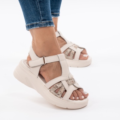 Pantofi Tip Sandale Piele Naturala Talpa Comoda JY57811 Bej 