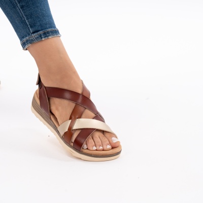 Pantofi Tip Sandale Piele Naturala Talpa Comoda OD924 Camel