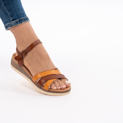 Pantofi Tip Sandale Piele Naturala Talpa Comoda OD925 Camel