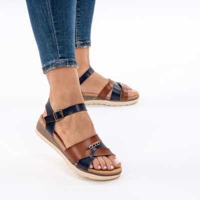 Pantofi Tip Sandale Piele Naturala Talpa Comoda OD928 Blue