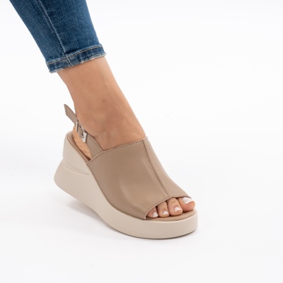 Pantofi Tip Sandale Piele Naturala Talpa Comoda T-8038 Khaki