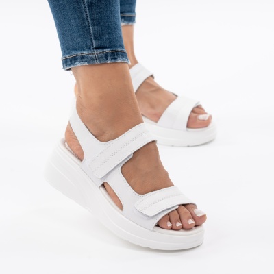 Pantofi Tip Sandale Piele Naturala Talpa Comoda T-8051 Alb