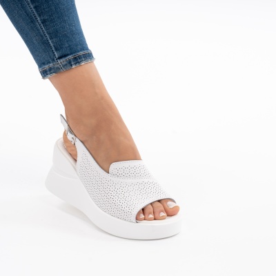 Pantofi Tip Sandale Piele Naturala Talpa Comoda T-8055-2 Alb