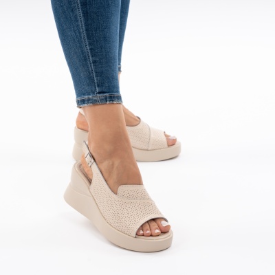 Pantofi Tip Sandale Piele Naturala Talpa Comoda T-8055-2 Bej