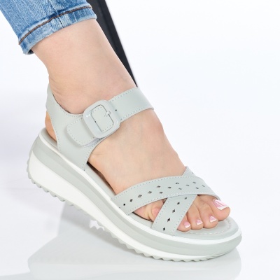 Sandale Piele Naturala Gri F001-804