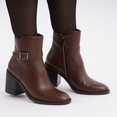 Botine Piele Naturala COFFEE SN5002