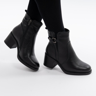 Botine Piele Naturala Negre CA003