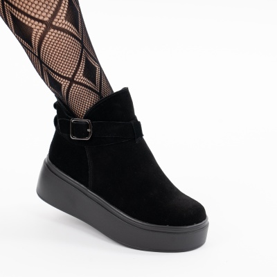 Ghete Imblanite Piele Naturala Talpa Comoda Negru Sued T7000
