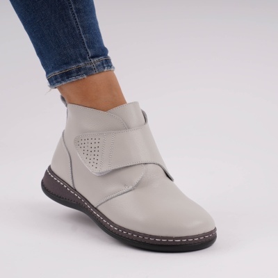 Ghete Piele Naturala Imblanite Talpa Casual Gri XH041