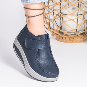 Ghete Piele Naturala Imblanite Talpa Ortopedica Albastru MM100B