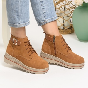 Ghete Piele Naturala Imblanite Talpa Striată Camel 2021-1A