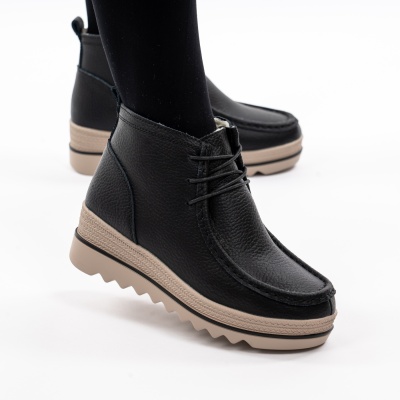 Ghete Piele Naturala Imblanite Talpa Striată Negre MM217B
