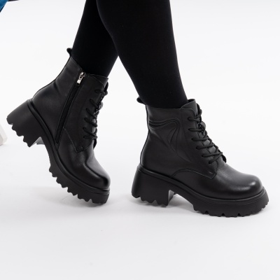 Ghete Piele Naturala Negre 80830-3
