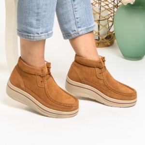 Ghete Piele Naturala Talpa Casual Camel 585