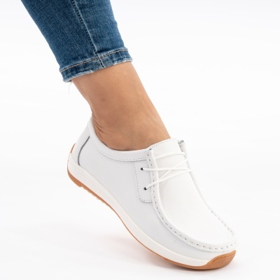 Pantofi Casual Piele Naturala Alb AN8517-5