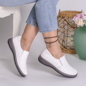 Pantofi Casual Piele Naturala Albi AP2115