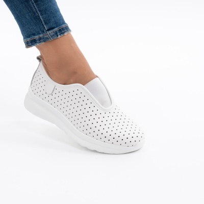 Pantofi Casual Piele Naturala Alb MM260