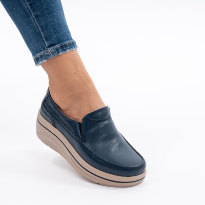 Pantofi Casual Piele Naturala Albastru 1152