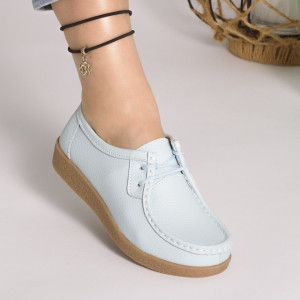 Pantofi Casual Piele Naturala Albastru Deschis WK 212