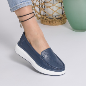 Pantofi Casual Piele Naturala Albastru T-5935