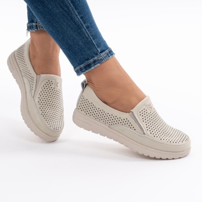 Pantofi Casual Piele Naturala Bej 1260-10