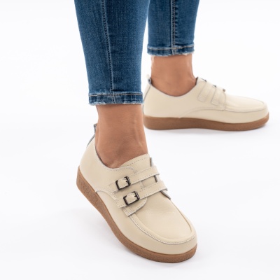 Pantofi Casual Piele Naturala Bej 8512