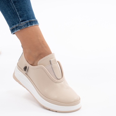 Pantofi Casual Piele Naturala Bej Jy5671
