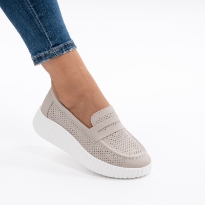 Pantofi Casual Piele Naturala Bej MM261
