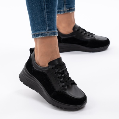Pantofi Casual Piele Naturala Black T5100