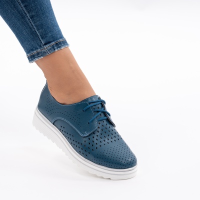 Pantofi Casual Piele Naturala Blue 1235