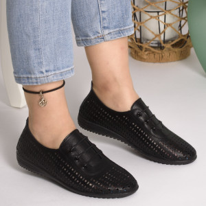 Pantofi Casual Piele Naturala Cod 009-1 Negri