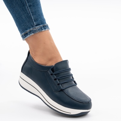 Pantofi Casual Piele Naturala F002-10 Albastri