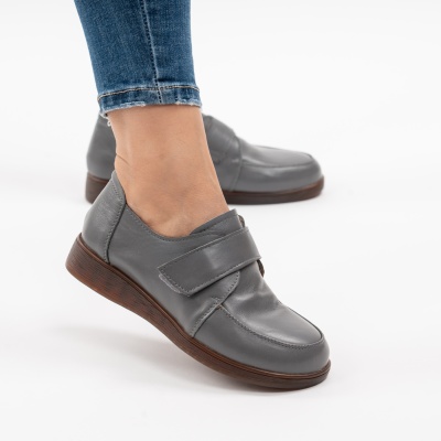 Pantofi Casual Piele Naturala Gri 1902
