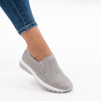 Pantofi Casual Piele Naturala Gri 689