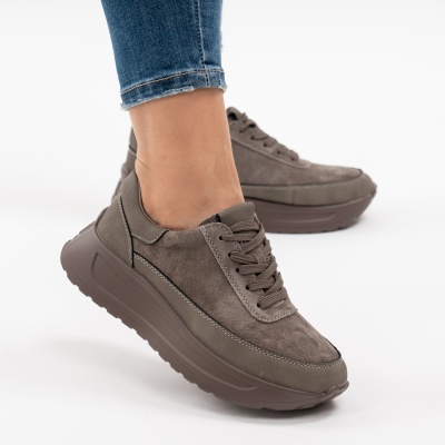 Pantofi Casual Piele Naturala Gri F001-975