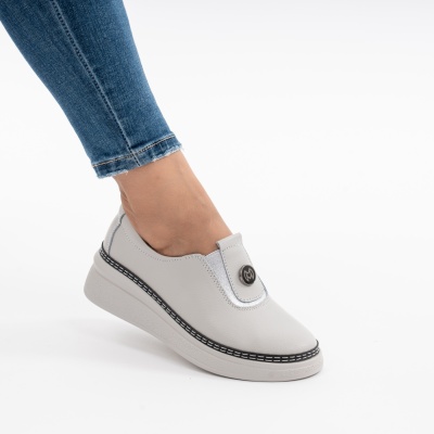 Pantofi Casual Piele Naturala Gri JY6709