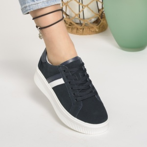 Pantofi Casual Piele Naturala Intoarsa Albastru F001-729
