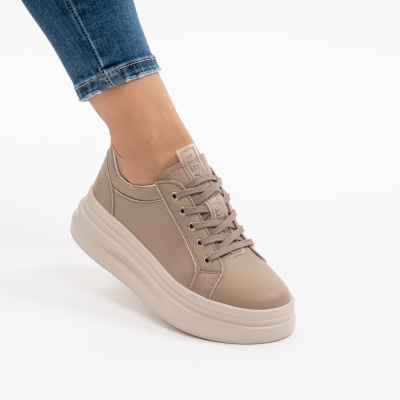 Pantofi Casual Piele Naturala Kahki AW468