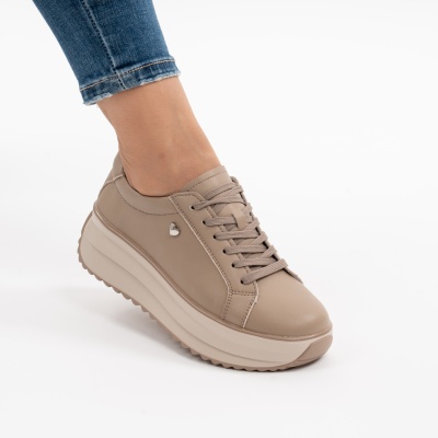 Pantofi Casual Piele Naturala Kahki F001-775