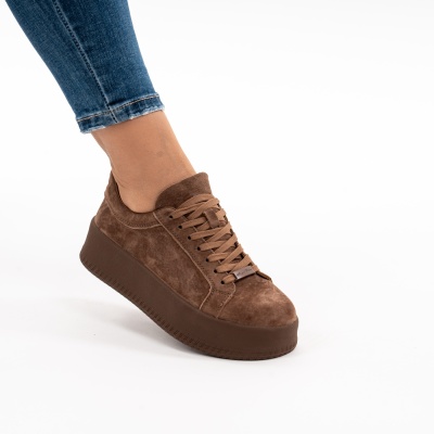 Pantofi Casual Piele Naturala Kahki F005-030
