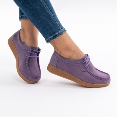 Pantofi Casual Piele Naturala Mov 8517-1