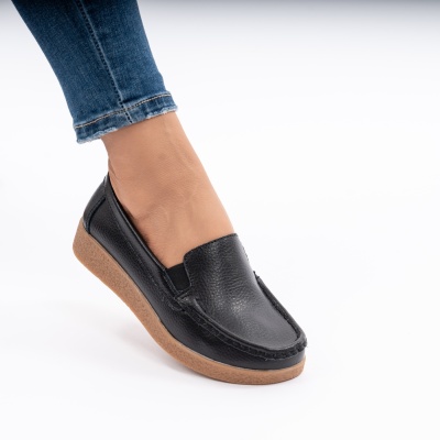 Pantofi Casual Piele Naturala Negri 1121-2