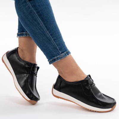 Pantofi Casual Piele Naturala Negri AN8517-5