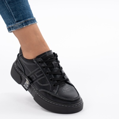 Pantofi Casual Piele Naturala Negri JY6821