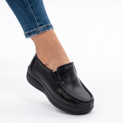 Pantofi Casual Piele Naturala Negri PL-53
