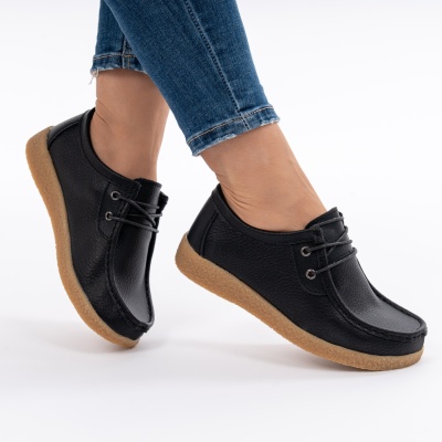 Pantofi Casual Piele Naturala Negri WK 212